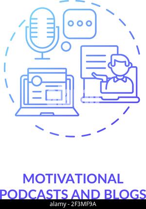 Motivational podcasts and blogs concept icon Stock Vector