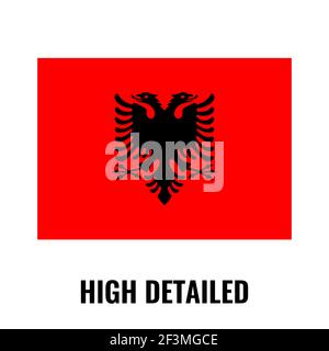 High detailed flag of Albania. Flat and solid color vector illustration. Stock Vector