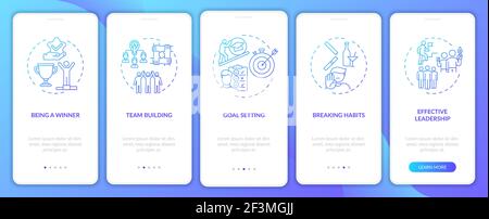 Motivational content types onboarding mobile app page screen with concepts Stock Vector