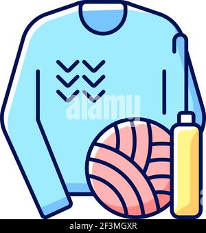 Knitwear alteration and repair RGB color icon Stock Vector
