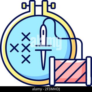 Embroidery RGB color icon Stock Vector