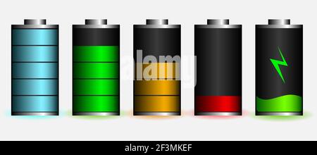Discharged and fully charged battery smartphone - vector infographic. Isolated on white background Stock Vector