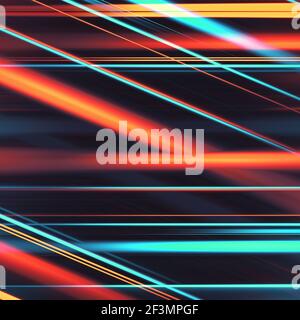 Abstract square background texture with colorful glowing blurred lines over black background Stock Photo