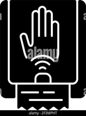 Touchless towel dispenser black glyph icon Stock Vector