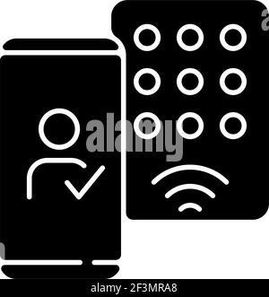 Detecting mobile credentials black glyph icon Stock Vector