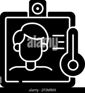 Contactless temperature screening black glyph icon Stock Vector