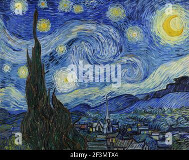 Vincent van Gogh, (1853-1890) The Starry Night, 1889, oil on canvas. Museum of Modern Art, New York City. Stock Photo