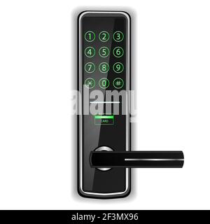 safety security automatic digital room door lock isolate on white background vector illustrations Stock Vector