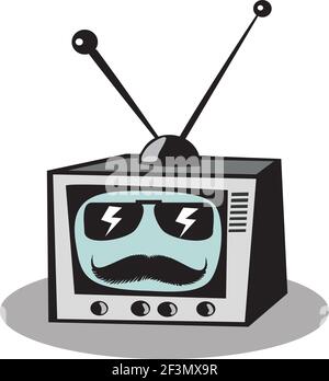 Illustration of retro TV character Stock Vector