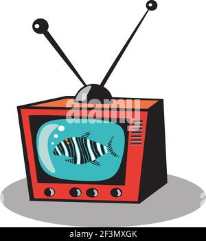 Illustration of retro TV character Stock Vector