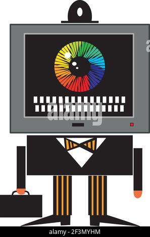Illustration of retro TV character Stock Vector