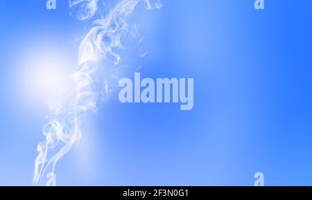 Blue wipe smoke cloud. Abstract mystic freeze motion diffusion background. Stock Photo