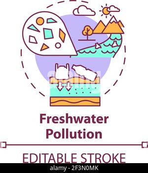 Freshwater pollution concept icon Stock Vector