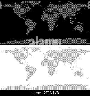 World map vector design, representation made with circles and squares, in black and white colors Stock Vector