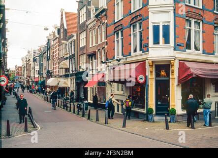 Corner of Prinsengracht and Nieuwe Spiegelstraat Amsterdam on 2001 Stock Photo