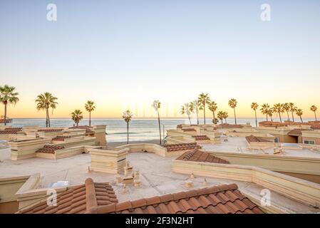 View of the coast on a winter morning. Oceanside, California, USA.