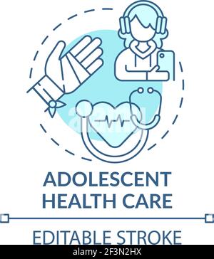 Adolescent health care blue concept icon Stock Vector