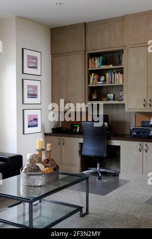 Chair at built in desk in home office in USA home Stock Photo