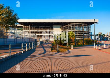 Sochi, Russia - October 04, 2020: Adler railway station building is a railway station in Adler District of Sochi resort city in Russia Stock Photo
