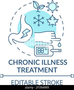 Chronic illness treatment blue concept icon Stock Vector