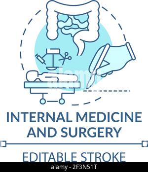 Internal medicine and surgery blue concept icon Stock Vector