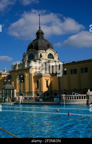 Szechenyi Spas, one of Europe's largest health baths and spas located in Budapest City Park, not far from city center. Stock Photo