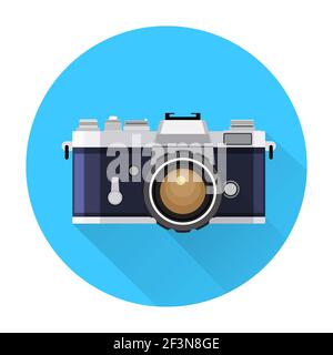 Retro Camera flat icon vector illustration Stock Vector