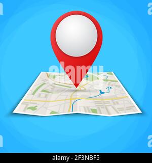 Folded maps with color point markers Stock Vector