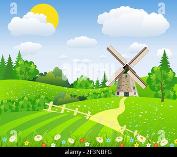 Landscape design over sky background, Stock Vector