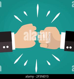 Two clenched fists in air punching. Stock Vector