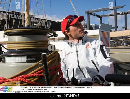 SAILING - LOUIS VUITTON PACIFIC SERIES - K CHALLENGE TRAINING - VALENCIA (SPA) - 19/01/09 PHOTO : IGNACIO BAIXAULI / DPPI SEBASTIEN COL (SKIPPER OF K CHALLENGE) Stock Photo