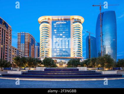 BAKU, AZERBAIJAN - SEPTEMBER 15, 2016: JW Marriott Absheron Baku  is a luxury 5 star hotel in the center of Baku, Azerbaijan. Stock Photo
