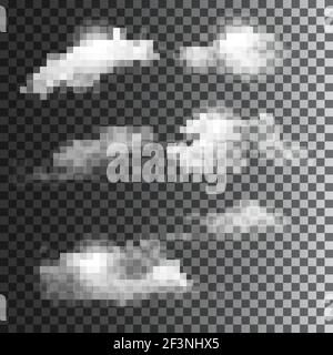 Big set of transparent clouds. Stock Vector