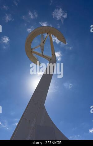 Telecommunications tower in one of the mountains of Barcelona in Spain Stock Photo