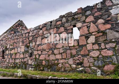Stone walls of Iona Nunnery, Baile Mor, Iona Stock Photo