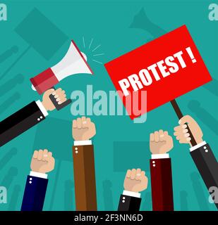 Cartoon hands of demonstrants Stock Vector