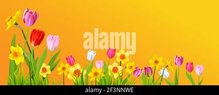 Holiday spring yellow banner Stock Vector