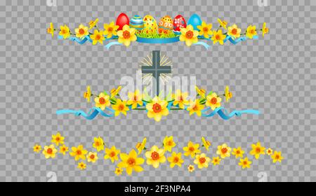 Holiday Easter borders on transparent background Stock Vector