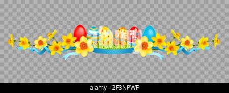 Easter floral decor on transparent background Stock Vector