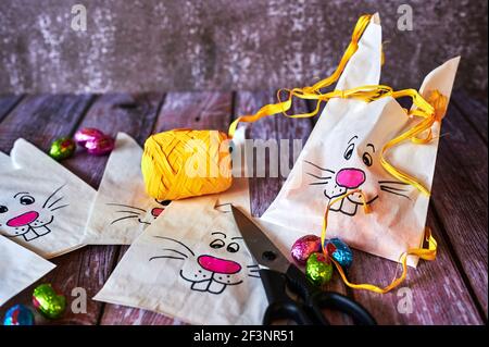 Berlin, Germany - March 13, 2021: Various utensils to make gifts for Easter. Stock Photo