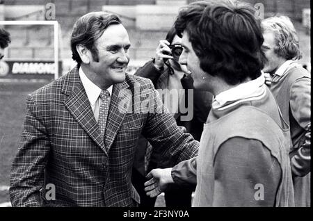 Leeds United and Don Revie celebrate title April 1974 Stock Photo