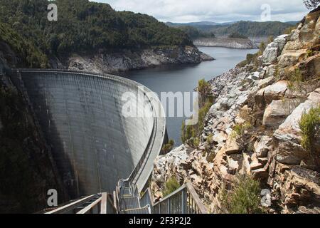 Gordon Dam on Gordon River in Tasmania Stock Photo