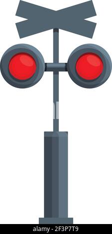 Railroad traffic lights icon. Cartoon of Railroad traffic lights vector icon for web design isolated on white background Stock Vector