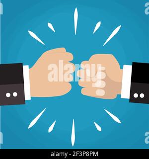 Two clenched fists in air punching. Stock Vector