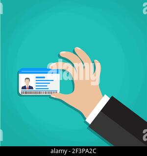 Id cards in hand. Stock Vector