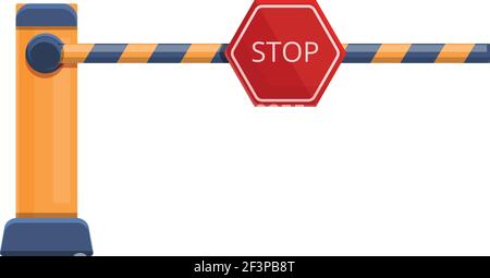 Railroad barrier stop sign icon. Cartoon of Railroad barrier stop sign vector icon for web design isolated on white background Stock Vector
