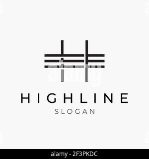 Initial letter type H sleek logo design for hotel, real estate, or architectural company. Abstract minimalist vector icon with H symbol for a business brand identity. Stock Vector