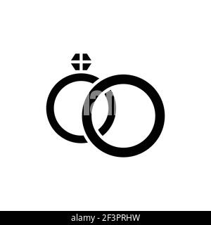 Wedding rings line icon. Isolated vector element. Stock Vector