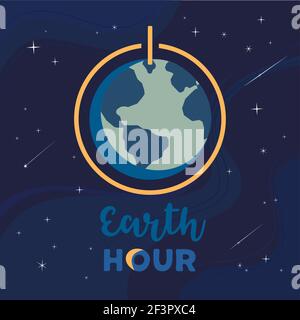 Earth hour day simple vector poster Stock Vector