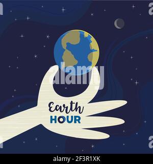 Earth hour day simple vector poster Stock Vector